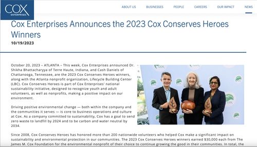 Cox Conserves Heroes Award